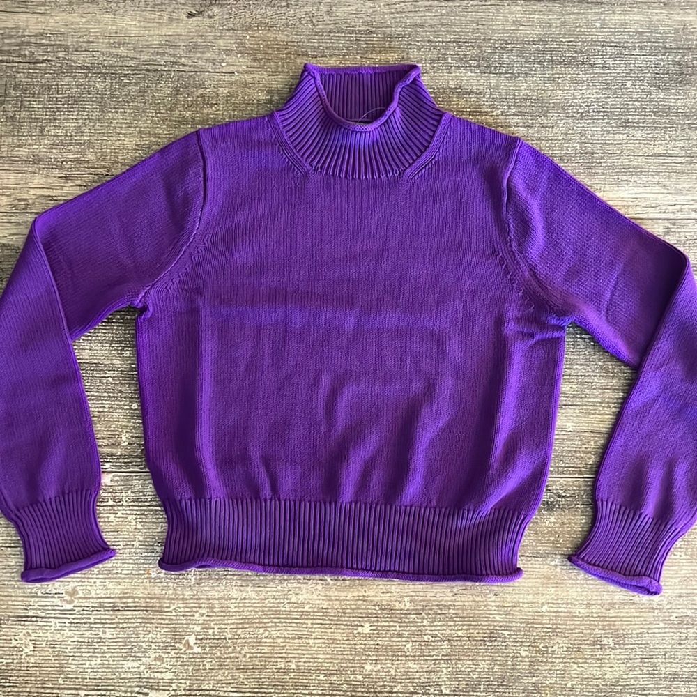 J. Crew purple roll neck/mock neck cotton sweater
